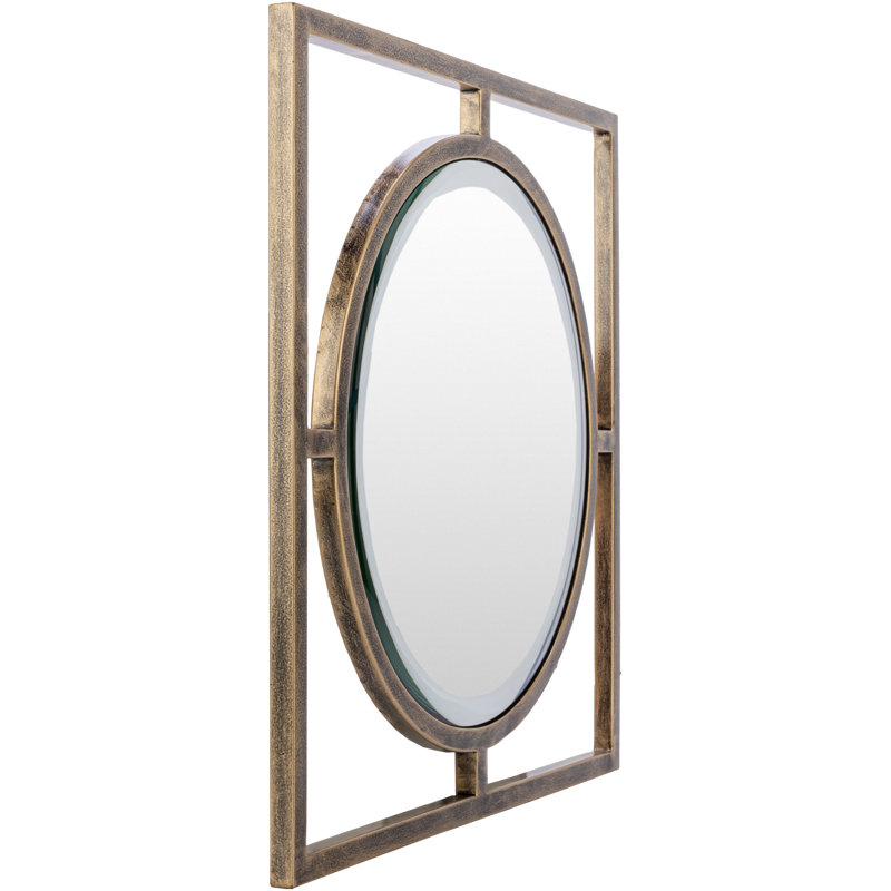 Arnisha Round Gold Iron 18" Floating Frame Mirror