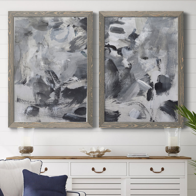 Toile encadrée noire et blanche de qualité supérieure - prête à être accrochée, H 37,5 po x l 55 po x P 1,5 po