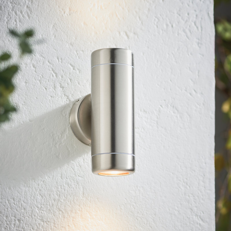 Youenn Brushed Stainless Steel 2 - Bulb Outdoor Armed Sconce