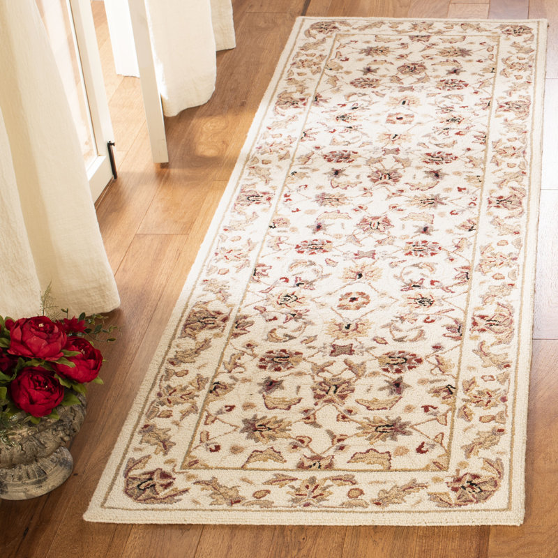 Tapis ivoire en laine fait à la main Hollander, Tapis de couloir : 3 pi x 10 pi
