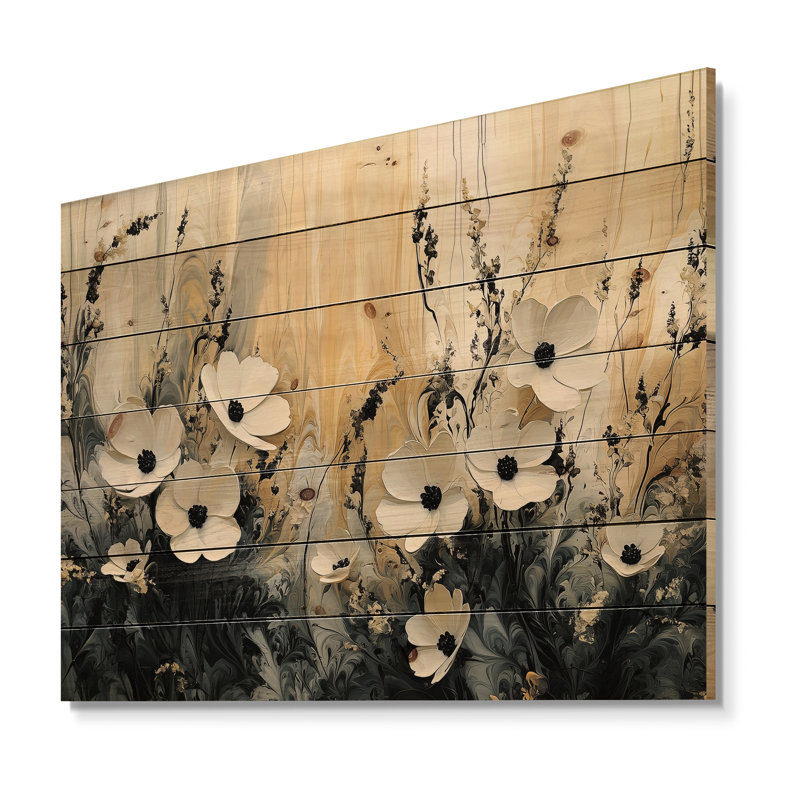 Minimalisme fleur de dahlia crème - décoration murale en bois de dahlia - sur bois de pin naturel