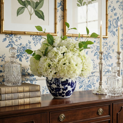 Hydrangea Floral Arrangement In Decorative Ceramic Vase