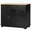 Buffet de comptoir en bois massif, armoire de rangement de cuisine, armoire à café avec 3 tiroirs, portes et tablette réglable, noir-2068528497