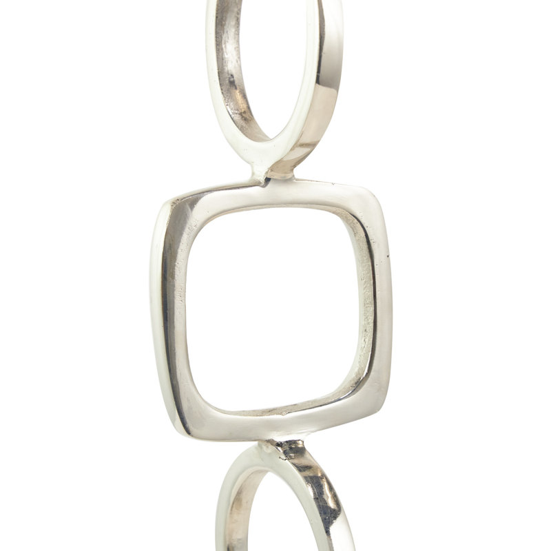 Ensemble de 2 anneaux géométriques empilés en aluminium, Argent