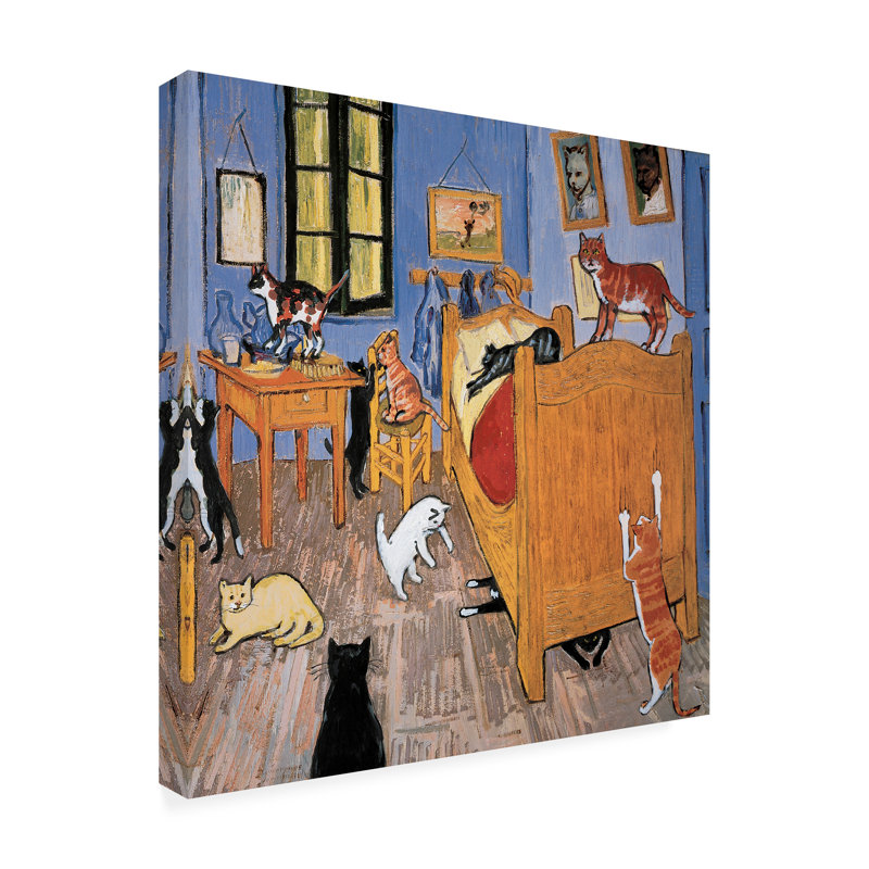 «Van Gogh Arles Cat» par Chameleon Design, Inc. - peinture sur toile tendue, H 14 po x l 14 po x P 2 po