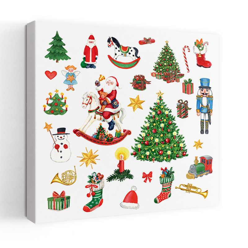 «Joyful Holiday Collection», arbre de Noël abstrait classique, paysage d'hiver, reproduction d'art mural, H 32 po x l 32 po