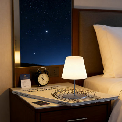 Lampe de table rechargeable avec 7 modes de changement de couleur, lumière de douche sans fil à intensité variable, USB-C IP44 imperméable pour chambre à coucher, salle de bain, bureau, balcon, patio
