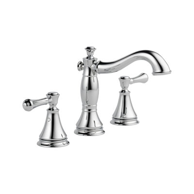 Cassidy Chrome Bathroom Faucet 3 Hole, 8 Inch Widespread 2-Handle Bathroom Sink Faucet for Vanity, Metal Push-Pop Drain Assembly, Chrome