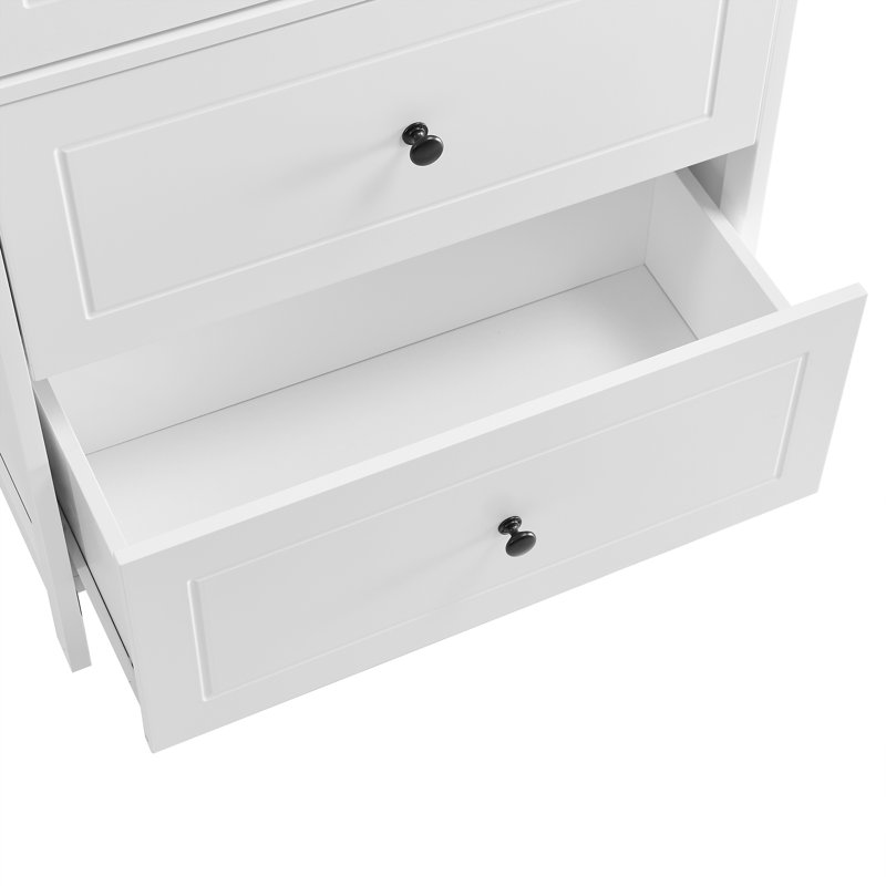 Stylish Bathroom Storage Cabinet – MDF Board Cabinet With Adjustable Shelf, Two Doors And Drawers For Ample Storage, White