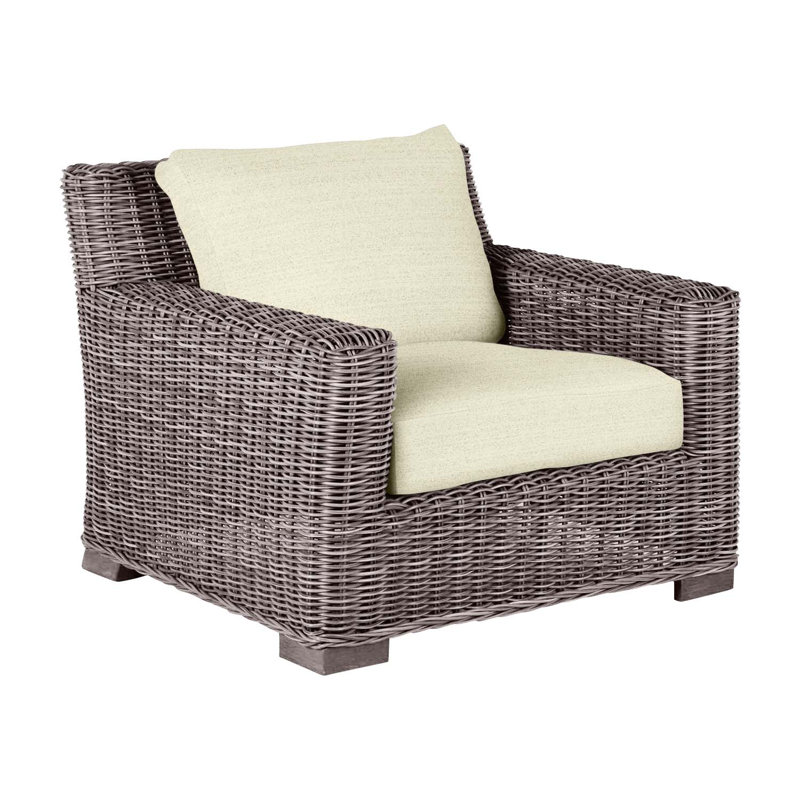 Rustic Woven N-Dura Resin Wicker Outdoor Lounge Chair, Pas de soudure, Huître, Chevron sable
