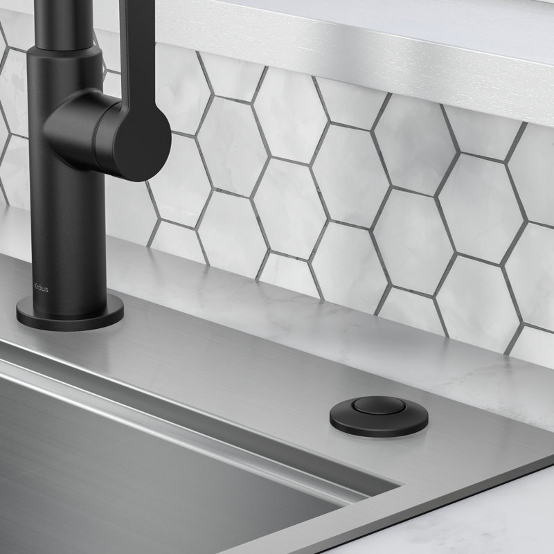 Matte Black Garbage Disposal Air Switch Kit with Push Button