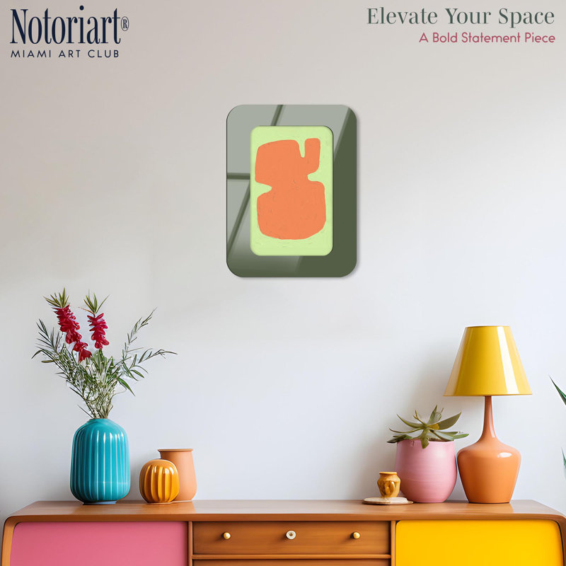 Cadre mural orange et lime en acrylique par NOTORIART, Olive, H 18,5 po x l 13,5 po, Arrondi