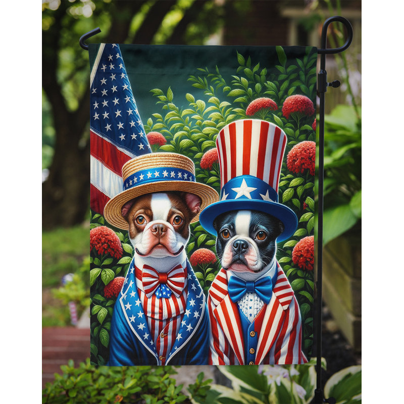 Drapeau All American Garden, Noir / brun Boston Terrier