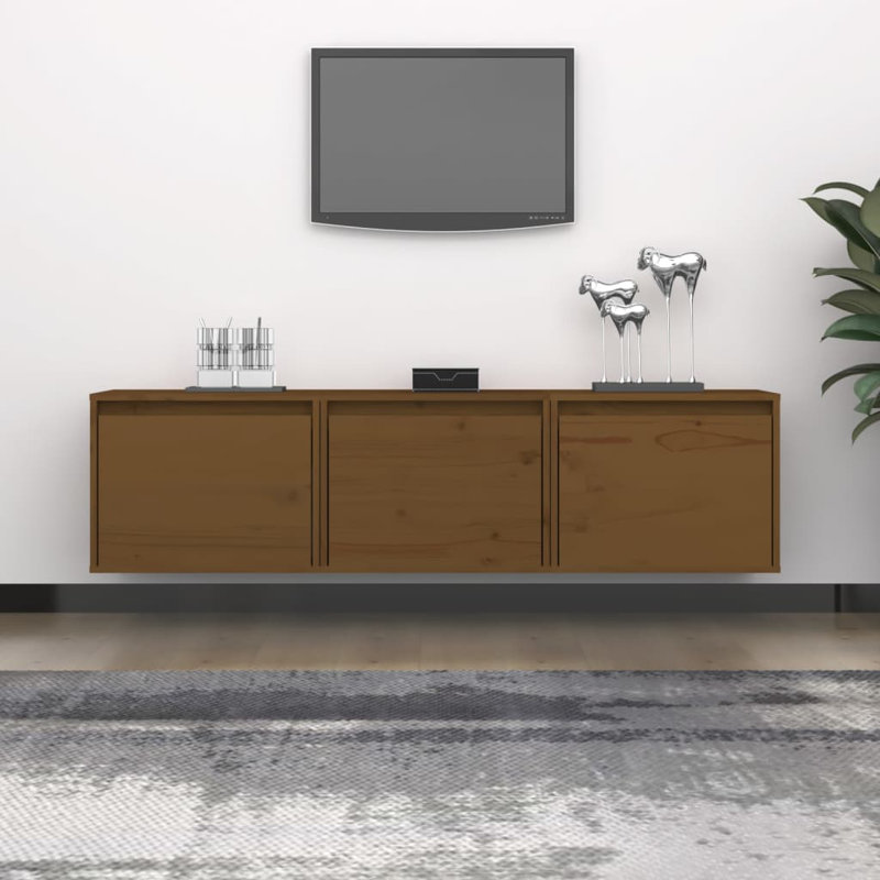 Trail TV Cabinets Solid Wood Pine, 30cm H x 100cm L x 30cm W, Honey Brown