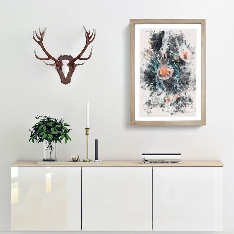 Peach Jellyfish - Framed Print, Oak Framed, 45cm H x 33cm W x 2cm D