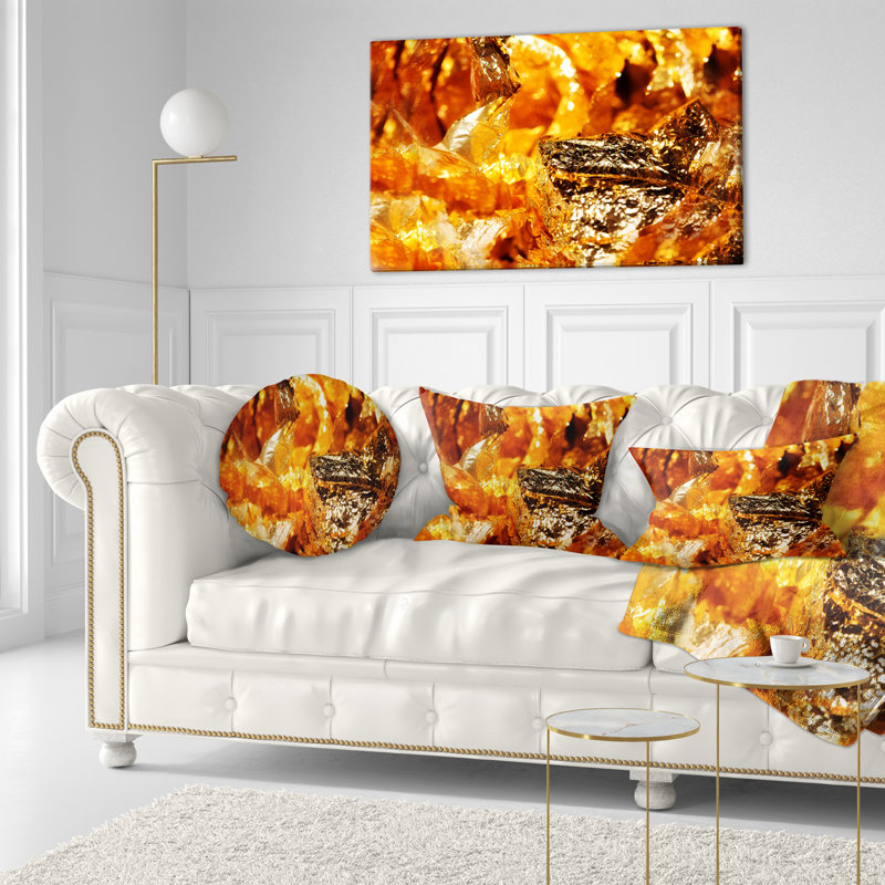 Feuille d'or orange brillant - Coussin décoratif imprimé abstrait