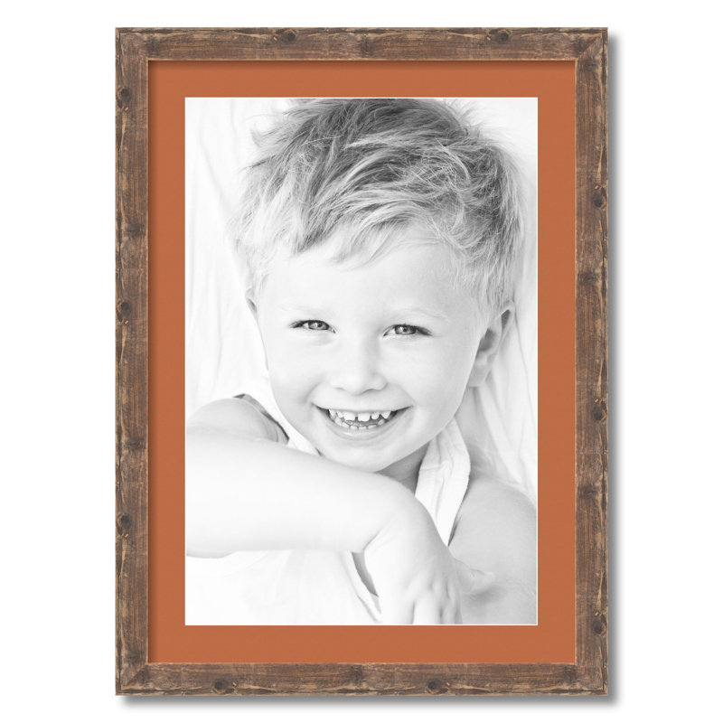 Wood Matte Picture Frame with Mat, Red Orange