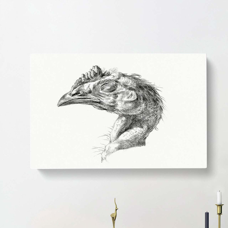 Sketch of a Chickens Head by Jean Bernard - Wrapped Canvas Drawing Print, 40cm H x 60cm W x 3cm D