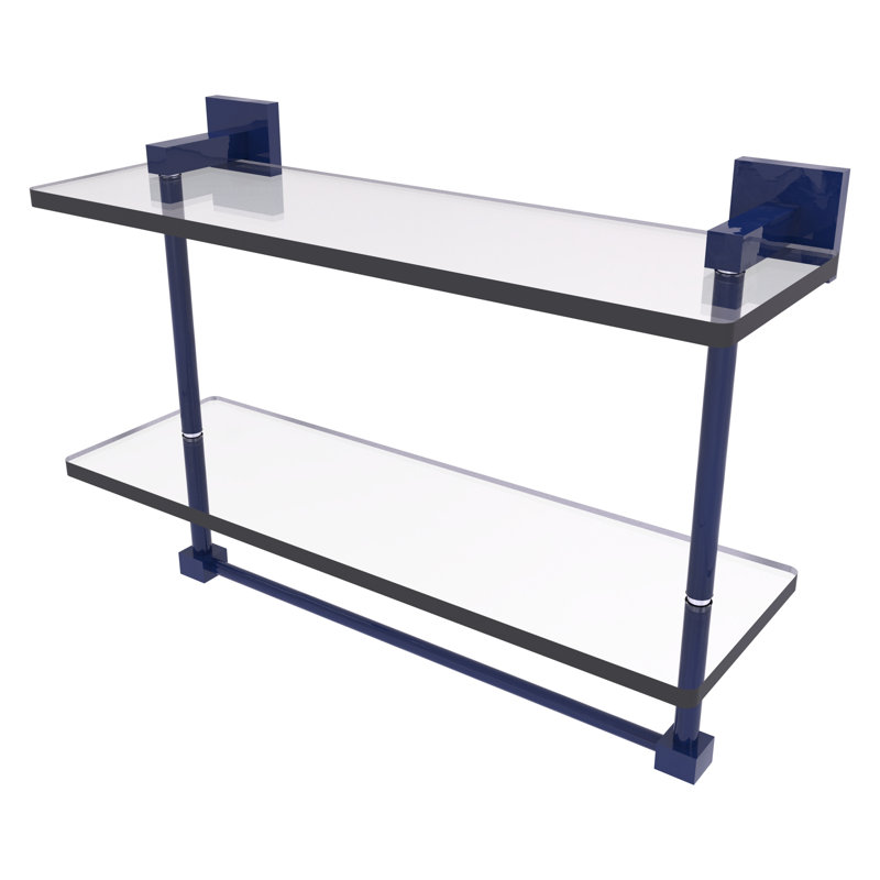 Haranu 2 Piece Tiered Shelf with Towel Bar, Mediterranean Blue, 11.7" H x 22" W x 5.7" D