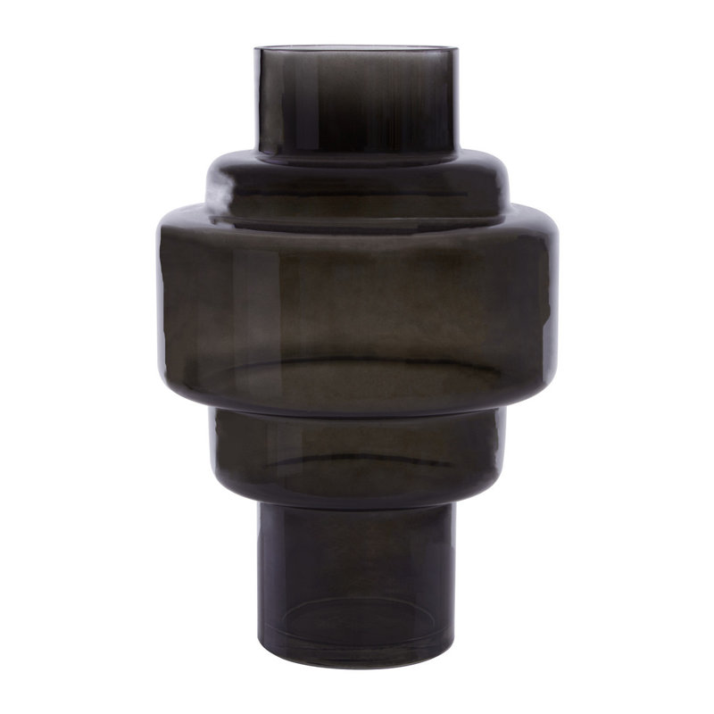 Savino Glass Table Vase, Black, 30cm H x 20cm W x 20cm D