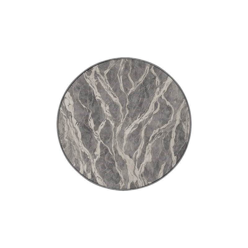 Machine Washable Gray Area Rug, Round 4'
