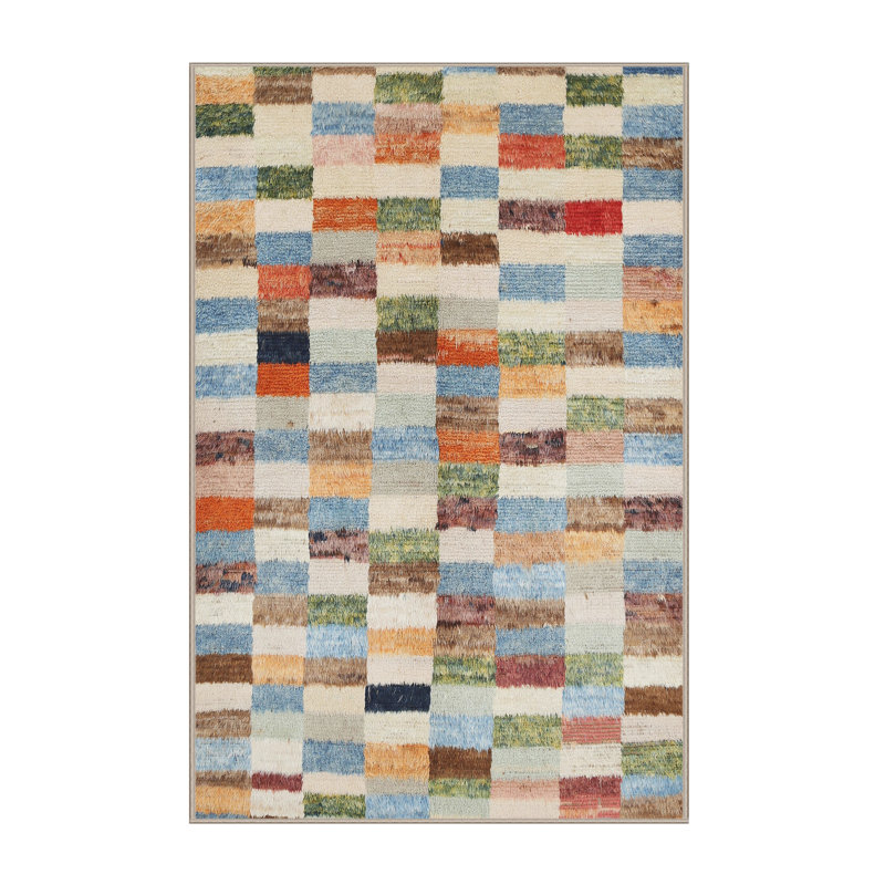 Tapis contemporain vert / bleu, Rectangle 8 pi x 12 pi