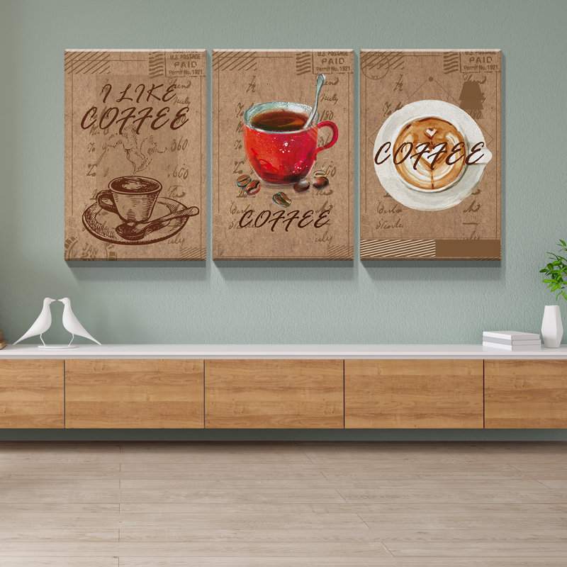 " 3 Panels Framed Canvas Wall Art Decor,3 Pieces Coffee Painting Decoration Painting For Chrismas Gift,Cafe,Office,Dining Room,Living Room, Bathroom, Bedroom Decor-Ready To Hang "