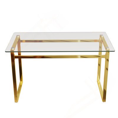 Modern Minimalist Rectangular Glass Dining Table For 4-6 With 0.31" Tempered Glass Tabletop