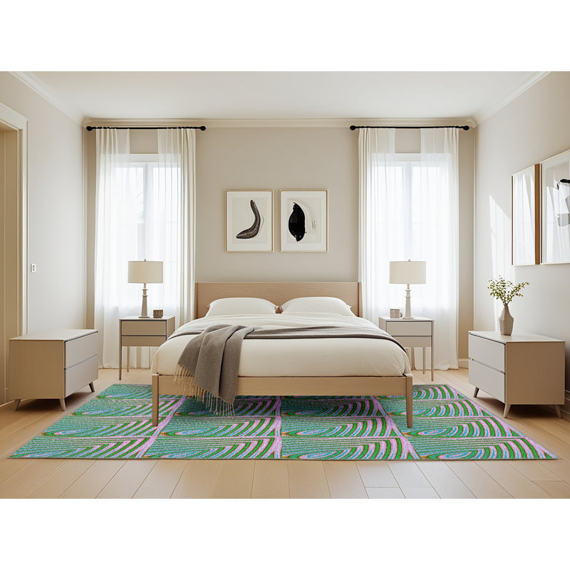 Vert Non disponible/gris Tapis décoratif, Rectangle 5 pi x 8 pi