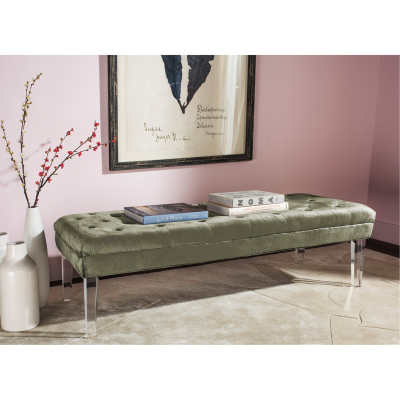 Cotton Blend Upholstered Bench, Gray