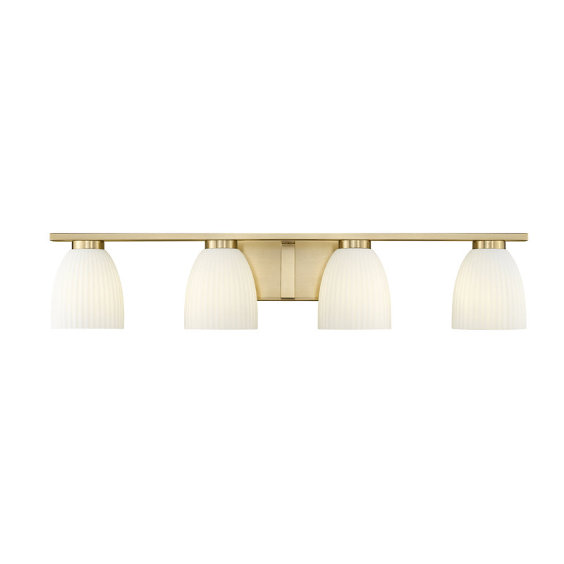 Mateo Modern Vanity, Gold, 6.5" H x 32" W x 6.5" D, 4 Lights