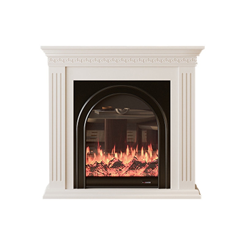 Beige Solid Wood Electric Fireplace, 43.31" H x 59.06" W x 12.6" D
