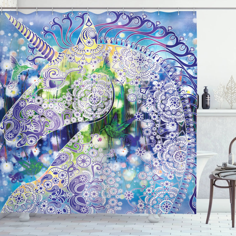 Shower Curtain with Hooks Included, 70" H x 69" W