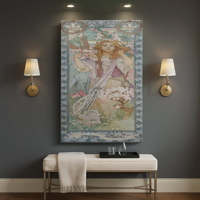 «Maude Adams as Joan of Arc», toile tendue par Alphonse Mucha, 32 x 48