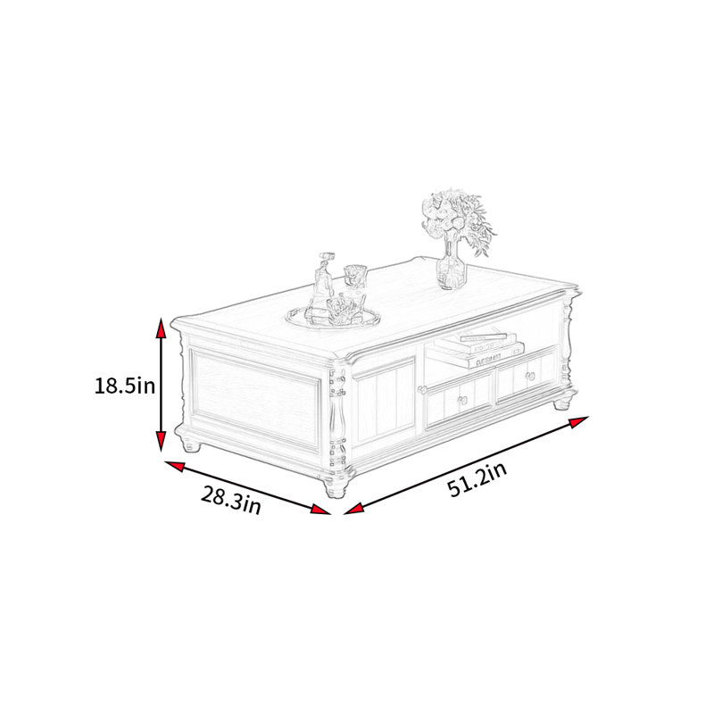 Table basse de style rétro américain, Brun