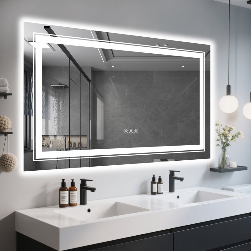 Frameless LED Bathroom Mirror,Smart Mirror, 40" x 24"