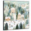 Très grande reproduction d'art sur toile - Winter Village, patinage sur glace, scène de vacances, décor de paysage pour le salon ou la chambre à coucher - «Assemblage requis du cadre (cadre non fini)»-1696870500
