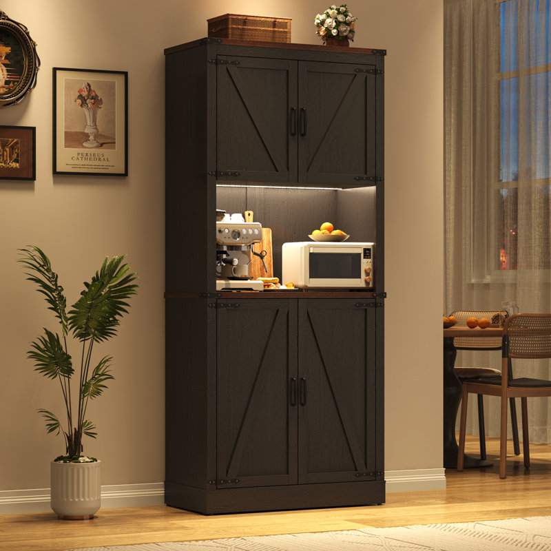 Garde-manger de 72 po avec lumière DEL, prise de courant et tablettes aux portes., Noir