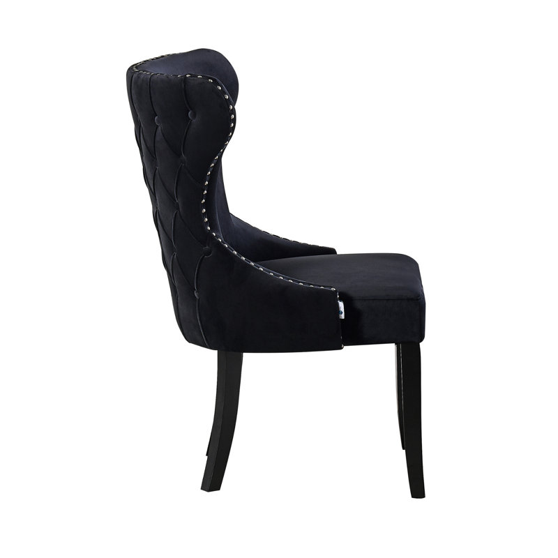 Caesar Velvet Dining Chairs, Ergonomic Curved Back With Solid Wooden Legs- Side Chair for Dining Room Kitchen Living Room 
