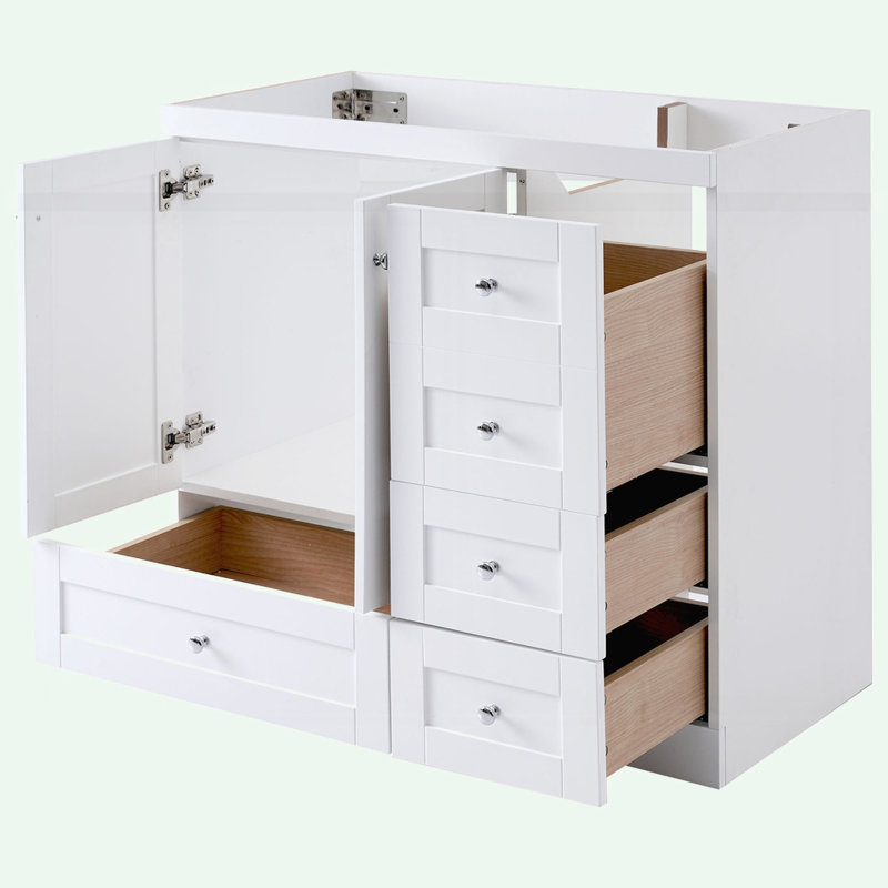 Meuble-lavabo de salle de bain sans lavabo, avec 5 tiroirs, Blanc