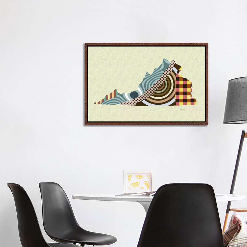 Virginia State - Print on Canvas, Classic Brown Wood Floater Framed, 66.04cm H x 101.6cm W x 3.81cm D