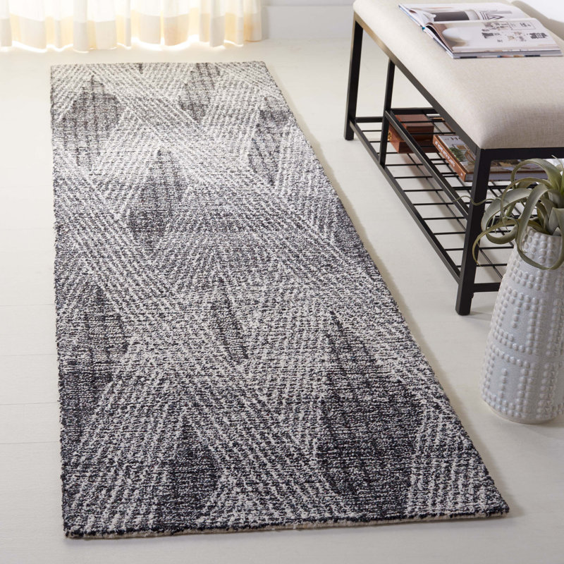 Newgard Hand Tufted Wool Pile Geometric Rug, Runner 2'3" x 8'