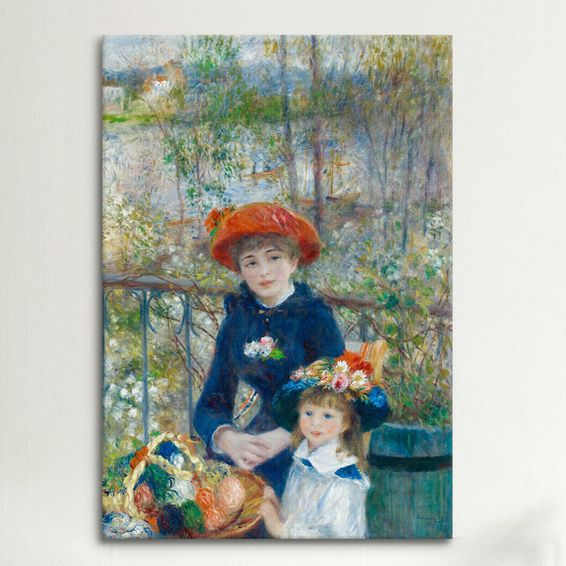 Deux soeurs (sur la terrasse) 1881 par Pierre-Auguste Renoir - Reproduction d'art sur toile, H 26 po x l 18 po x P 1,5 po