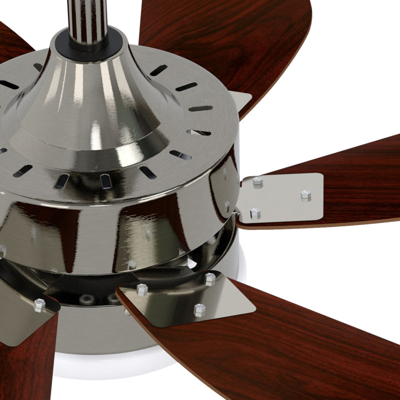 Alisha-Ann 75cm Ceiling Fan with Light Kit, Chrome with Walnut Blades