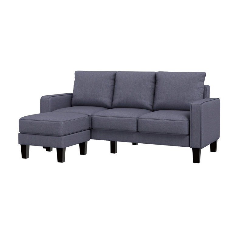 Canapé en L avec repose-pieds Modern Living Room Furniture, Gris foncé, Brun