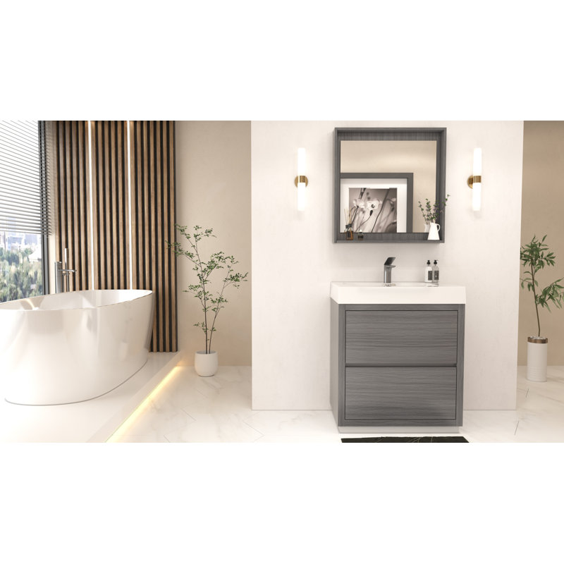 Ensemble de meuble-lavabo simple 30 po Royka, Vulcain gris cendré