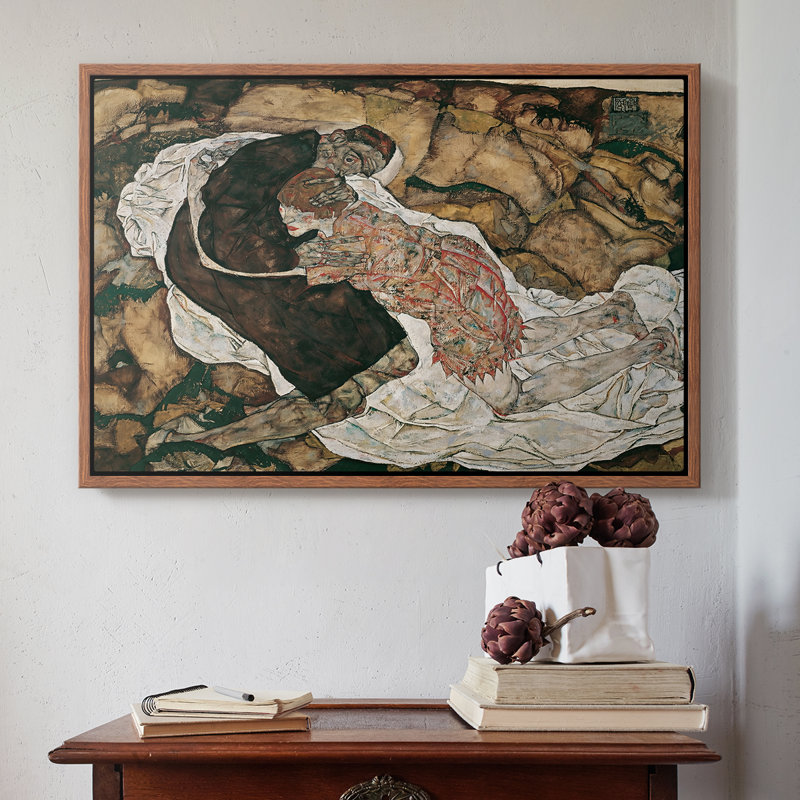 La mort et la jeune fille, 1915 - Egon Schiele, toile tendue avec châssis, 16 x 24, Noyer