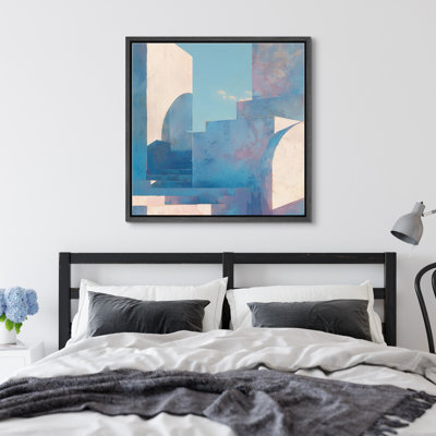 «Upstairs Collages», œuvre d'art abstraite bleue