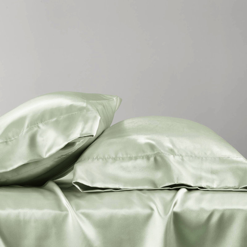 Ensemble de draps en satin sauge pour lit de bébé 4 pièces - doux et soyeux, doux pour les cheveux, froissé