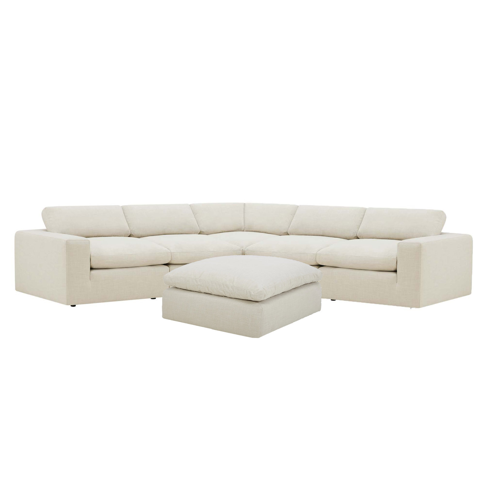 Asher 6 - Piece Upholstered Modular Sectional, Cream Polyester